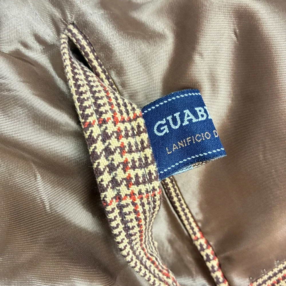 Made in Italy Cotton Mens Sport Coat Glen Plaid Tan Brown 40R (50IT) Guabello
